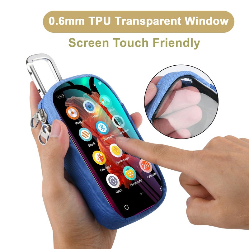 TXEsign MP3 & MP4 Player Carry Case Bag with Clear Window Travel Carrying Case for 4" Touch Screen MP3 MP4 Music Player Storage Bag with Inner Pocket for Earphones, USB Cable, Memory Card (Blue) - Image 2