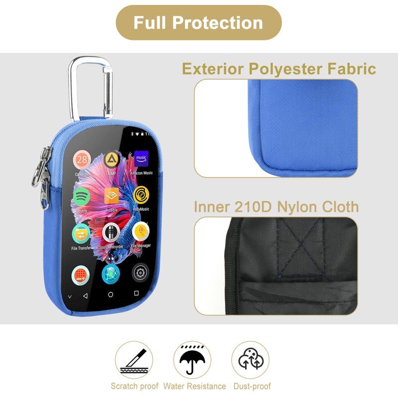 TXEsign MP3 & MP4 Player Carry Case Bag with Clear Window Travel Carrying Case for 4" Touch Screen MP3 MP4 Music Player Storage Bag with Inner Pocket for Earphones, USB Cable, Memory Card (Blue) - Image 5