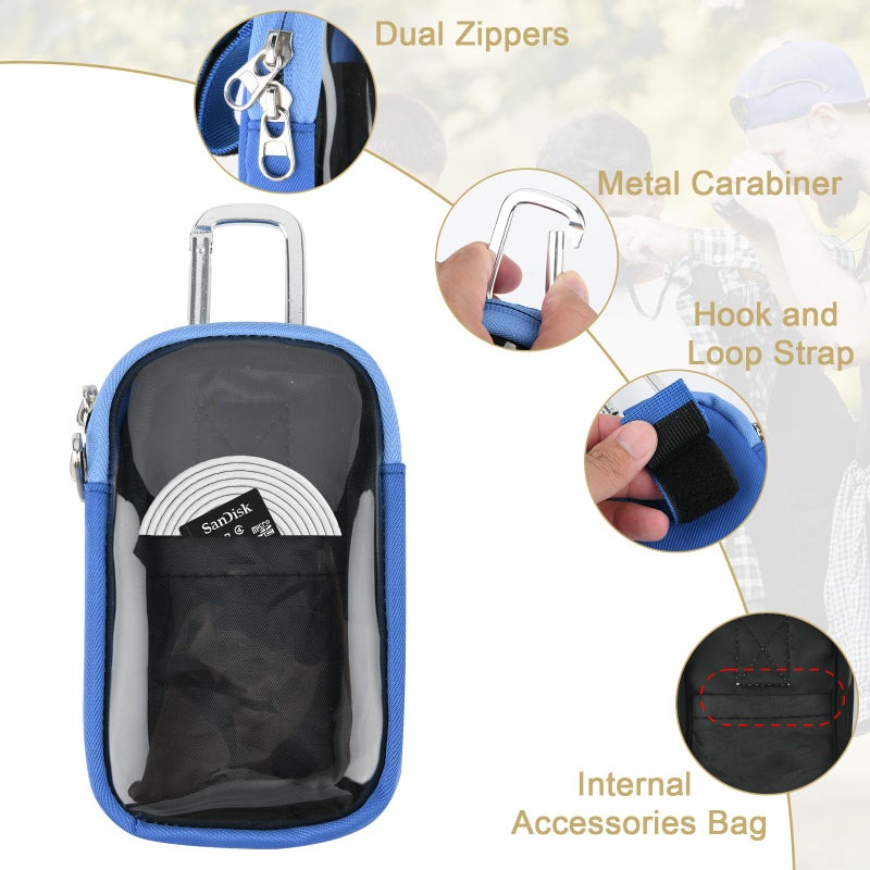 TXEsign MP3 & MP4 Player Carry Case Bag with Clear Window Travel Carrying Case for 4" Touch Screen MP3 MP4 Music Player Storage Bag with Inner Pocket for Earphones, USB Cable, Memory Card (Blue) - Image 3