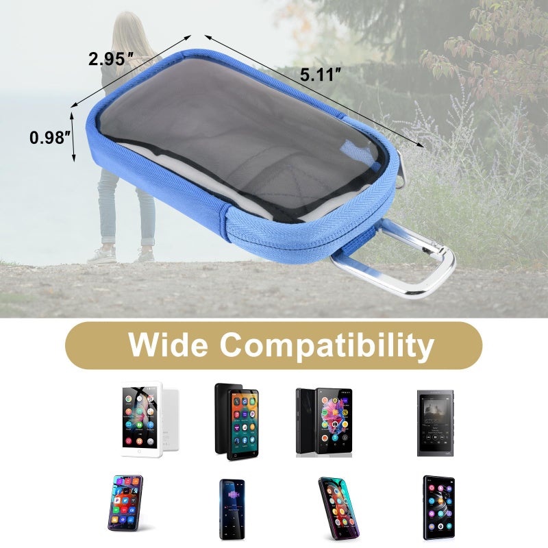 TXEsign MP3 & MP4 Player Carry Case Bag with Clear Window Travel Carrying Case for 4" Touch Screen MP3 MP4 Music Player Storage Bag with Inner Pocket for Earphones, USB Cable, Memory Card (Blue) - Image 4