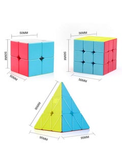 D ETERNAL Cube Combo Set Of 2X2 3X3 And Pyramid Pyraminx Triangle High Speed Stickerless Magic Cube Puzzle, Kids And Professionals  - Image 2