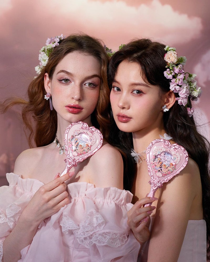 Flower Knows Midsummer Fairytales Hand Mirror,Vintage Heart Handheld Mirror,Fancy & Pretty Princess Handheld Mirror with Long Handle,Gift for Girls & Women(Milky Pink) - Image 5