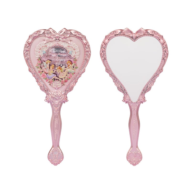 Flower Knows Midsummer Fairytales Hand Mirror,Vintage Heart Handheld Mirror,Fancy & Pretty Princess Handheld Mirror with Long Handle,Gift for Girls & Women(Milky Pink) - Image 2