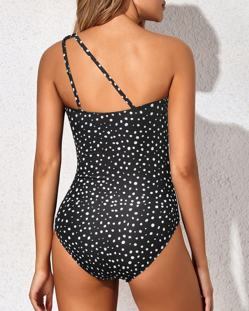 Holipick One Shoulder One Piece Swimsuit for Women Tummy Control Bathing Suits Modest Full Coverage Keyhole Swimwear - Image 3
