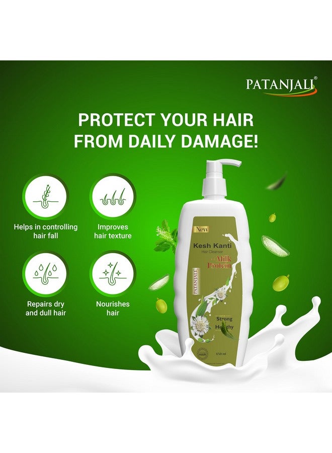 Patanjali Kesh Kanti Hair Cleanser Milk Protien Shampoo, Herbal Care for Healthy Hair, Suitable for All Hair Types (650 Ml) - Image 5