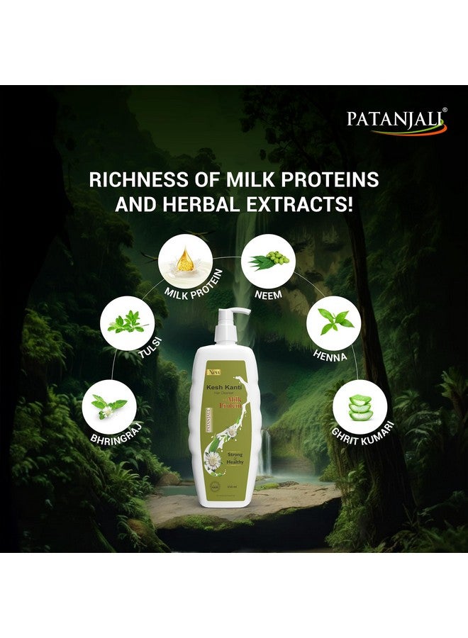 Patanjali Kesh Kanti Hair Cleanser Milk Protien Shampoo, Herbal Care for Healthy Hair, Suitable for All Hair Types (650 Ml) - Image 2