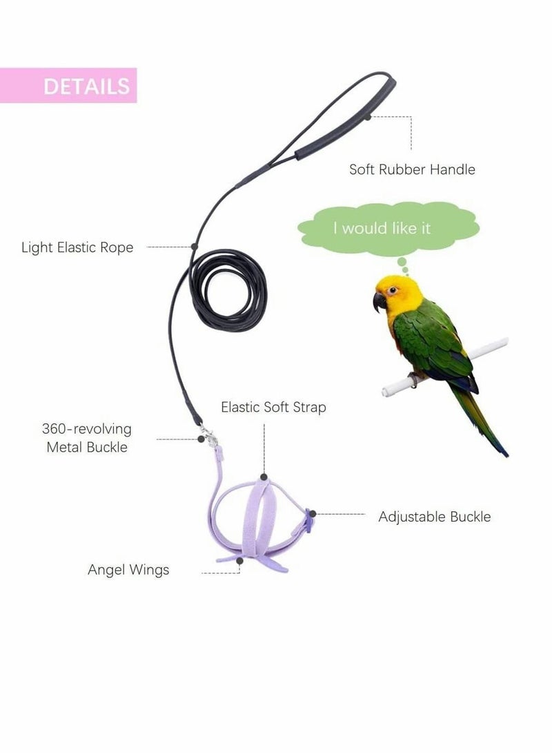 SYOSI Bird Training Leash, Adjustable Parrot Flying Strap Rope Universal Flying Traction Lead Durable Outing Gadget Outdoor Training Toy for Birds, Parrot, Cockatiel, Parakeet, Lory, 1 Pcs, Purple - Image 4