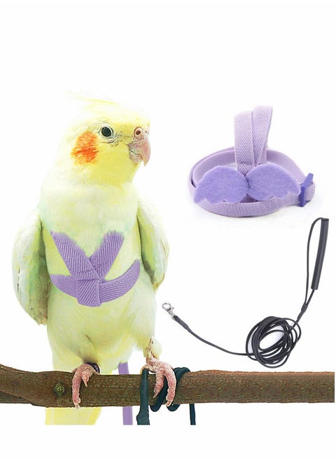 Bird Training Leash, Adjustable Parrot Flying Strap Rope Universal Flying Traction Lead Durable Outing Gadget Outdoor Training Toy for Birds, Parrot, Cockatiel, Parakeet, Lory, 1 Pcs, Purple