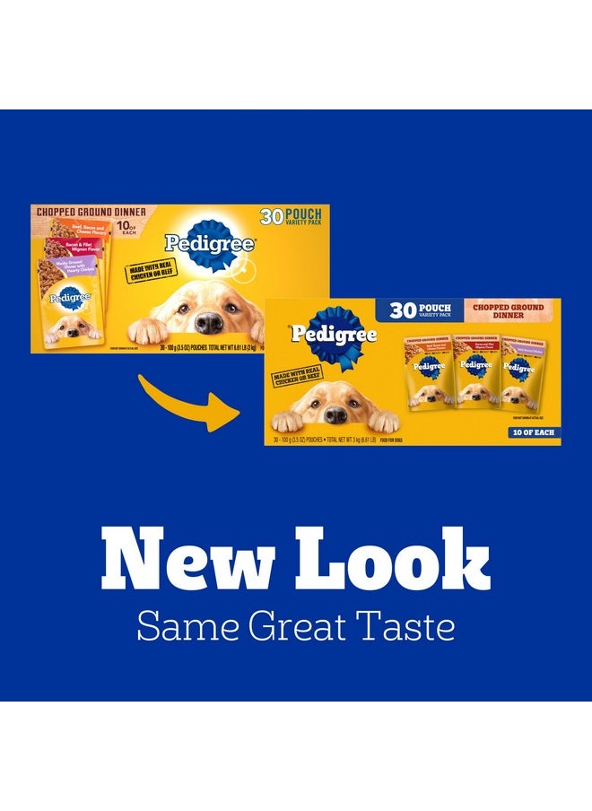 Pedigree Chopped Ground Dinner Adult Soft Wet Dog Food 30Count Variety Pack, 3.5 Oz Pouches (Pack Of 30)  - Image 2