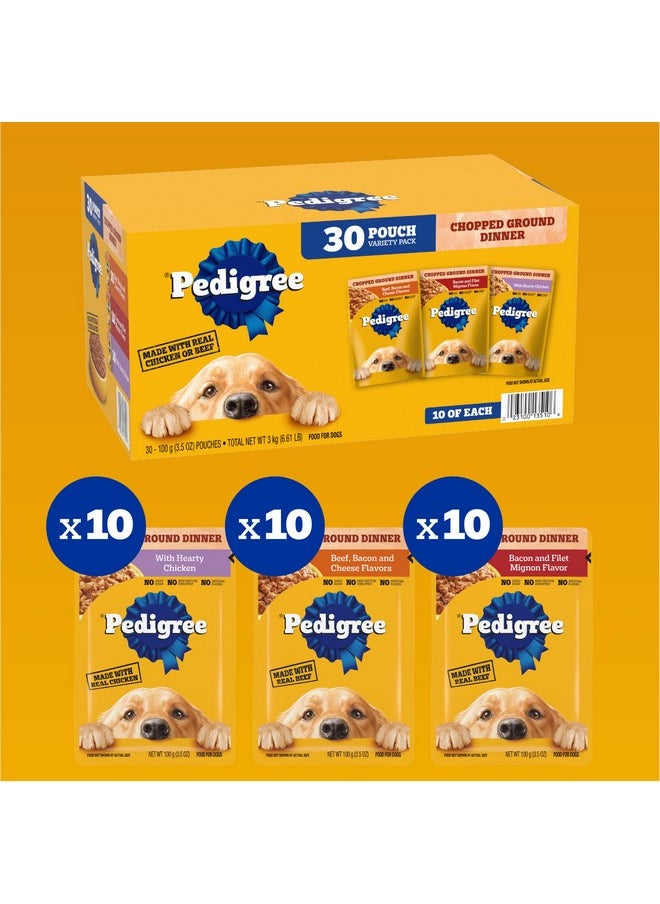 Pedigree Chopped Ground Dinner Adult Soft Wet Dog Food 30Count Variety Pack, 3.5 Oz Pouches (Pack Of 30)  - Image 3