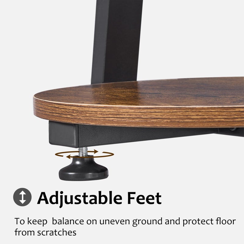 BEWISHOME Round End Table Side Table with Metal Frame, Accent Nightstand Bedside Table with 3-Tier Shelves, Small Couch Coffee Table for Living Room Bedroom Rustic Brown KTZ41Z - Image 5