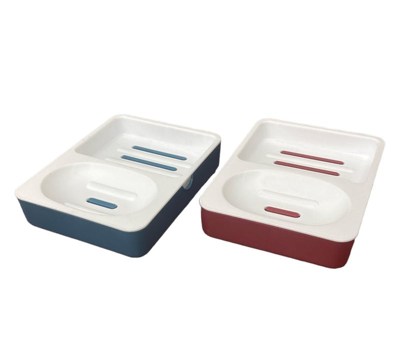 CSM Twin Soap Case Set(Crysta-2), Plastic with Lid, Stores 2 Soaps, Set of 2 - Image 1