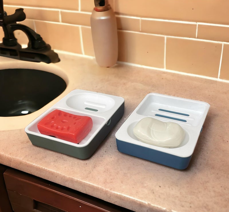 CSM Twin Soap Case Set(Crysta-2), Plastic with Lid, Stores 2 Soaps, Set of 2 - Image 2