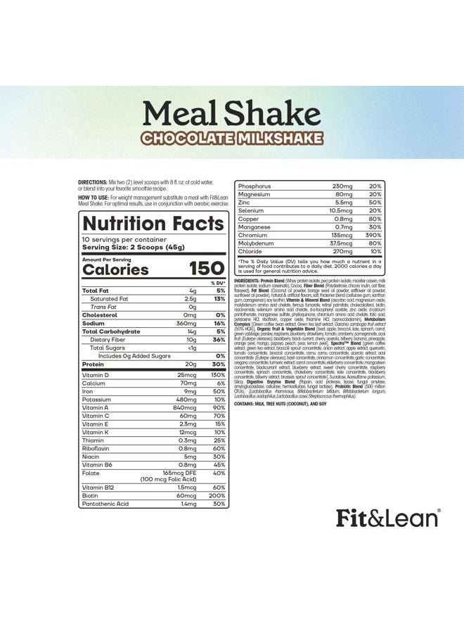 Fit & Lean - Meal Shake, Fat Burning Meal Replacement, Protein, Fiber, Probiotics, Chocolate, 1lb, 10 Servings Per Container - Image 1