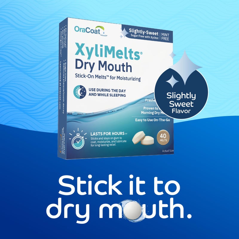 Oracoat XyliMelts for Dry Mouth Night Time or Day - Moisturizing Dry Mouth Adhering Discs, Sugar Free with Xylitol, 40 Count, Slightly-Sweet Flavor, 8-Hour Relief - Image 2