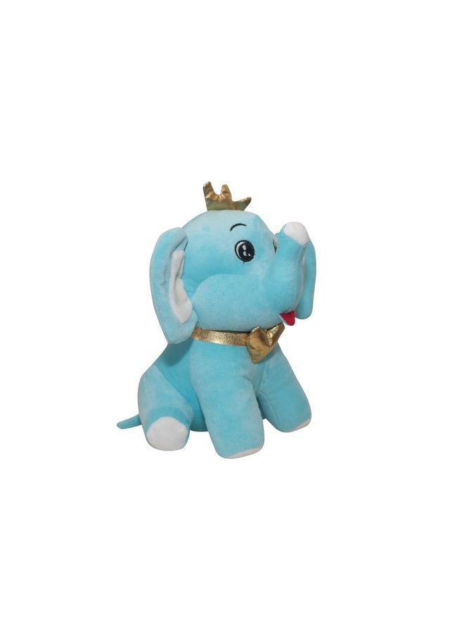 HELLO BABY - HELLO BABY Stuffed Animals Cute Crown Elephant Sitting Plush Soft Toy Cute Kids Animal Home Decor Boys/Girls (Blue) - Image 1