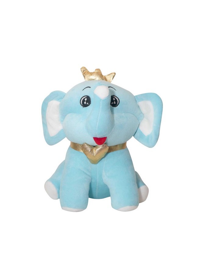 HELLO BABY - HELLO BABY Stuffed Animals Cute Crown Elephant Sitting Plush Soft Toy Cute Kids Animal Home Decor Boys/Girls (Blue) - Image 1