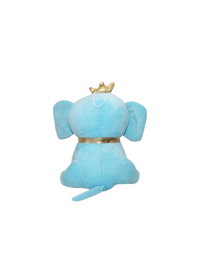HELLO BABY - HELLO BABY Stuffed Animals Cute Crown Elephant Sitting Plush Soft Toy Cute Kids Animal Home Decor Boys/Girls (Blue) - Image 1