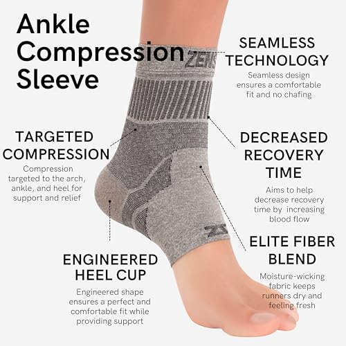 Zensah Ankle Support - Compression Ankle Brace - Great for Running, Soccer, Volleyball, Sports - Ankle Sleeve Helps Sprains, Tendonitis, Pain, Beige, Small - Image 2