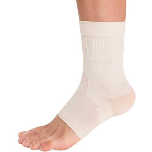 Zensah Ankle Support - Compression Ankle Brace - Great for Running, Soccer, Volleyball, Sports - Ankle Sleeve Helps Sprains, Tendonitis, Pain, Beige, Small - Image 1