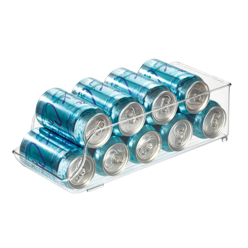 InterDesign iDesign BPA-Free Plastic Water Bottle and Drink Holder Fridge Organizer Bin for Kitchen, Basement, Garage Fridge – 13.7" X 5.4" X 4.1", Clear Plastic, Set of 1 - Image 1