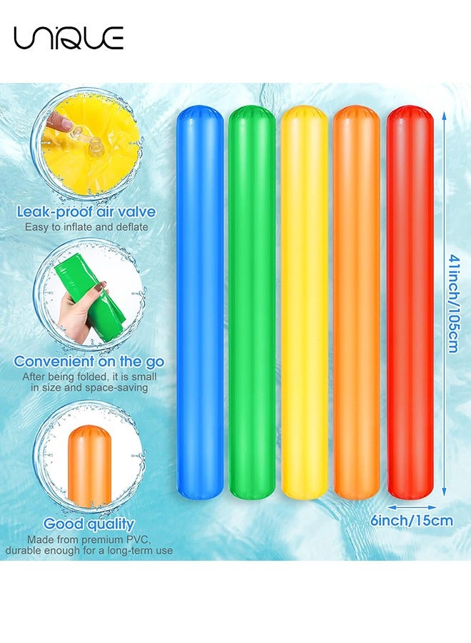 يونيك 5 قطع بركة نفخ العصي، الملونة نفخ بركة السباحة الشعرية، 41.3 بوصة المياه العائمة العصي للبالغين الاطفال، في الهواء الطلق اللعب المياه اللعب، الشاطئ بركة حزب ديكورات - Image 2