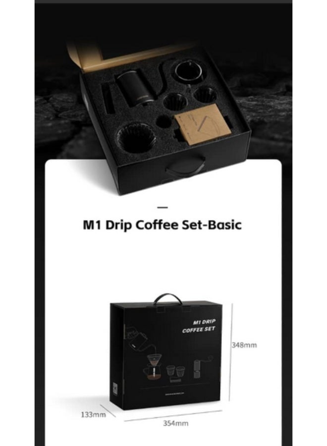 ام اتش دابيلو - ثري بومبار مجموعة قهوة MHW-3BOMBER M1 مع مطحنة يدوية، ومصفاة زجاجية، وغلاية، وميزان، وأوراق ترشيح - 10 قطع (أسود) - Image 5