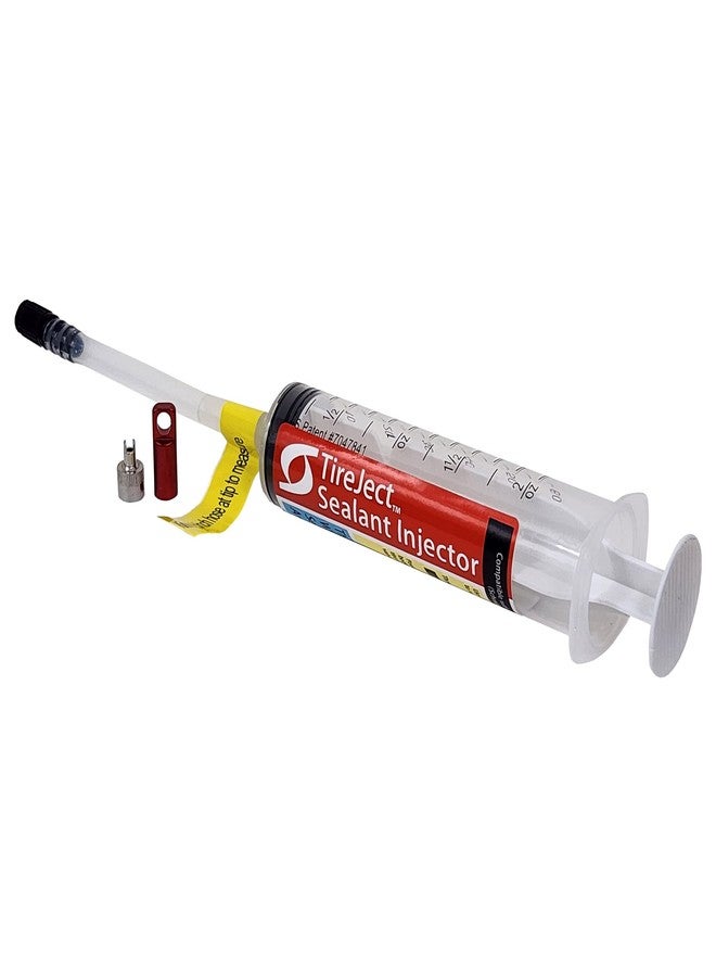 TireJect Tire Sealant Injector - Tubeless Sealant Injector Syringe Applicator Presta & Schrader Compatible - Easy Tire Sealant Installation for Bicycle & All Vehicles - 2oz with Valve Core Tools - Image 1