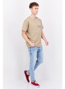 Originals by Brooklyn Cloth Men Crew Neck Short Sleeve Brand Logo T-Shirts, Tan  - Image 4