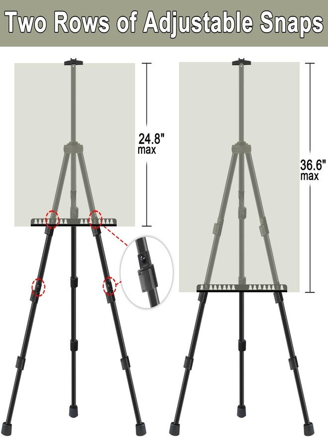 PUJIANG Adjustable Aluminum Art Easel Stand for Painting & Display - Portable, Foldable, Lightweight (17" to 66" Height) - Ideal for Canvas, Tabletop, Floor Use - with Carry Bag (Black) - Image 4