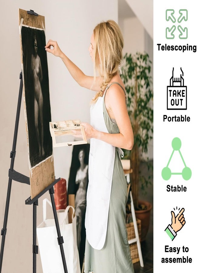 PUJIANG Adjustable Aluminum Art Easel Stand for Painting & Display - Portable, Foldable, Lightweight (17" to 66" Height) - Ideal for Canvas, Tabletop, Floor Use - with Carry Bag (Black) - Image 2