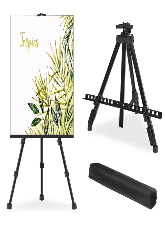 PUJIANG Adjustable Aluminum Art Easel Stand for Painting & Display - Portable, Foldable, Lightweight (17" to 66" Height) - Ideal for Canvas, Tabletop, Floor Use - with Carry Bag (Black) - Image 1