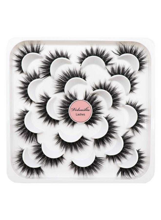 Veleasha Lashes 10 Pairs Natural Fluffy False Eyelashes Soft Wispy Lashes 3D Faux Mink Lashes Pack (V42) - Image 1