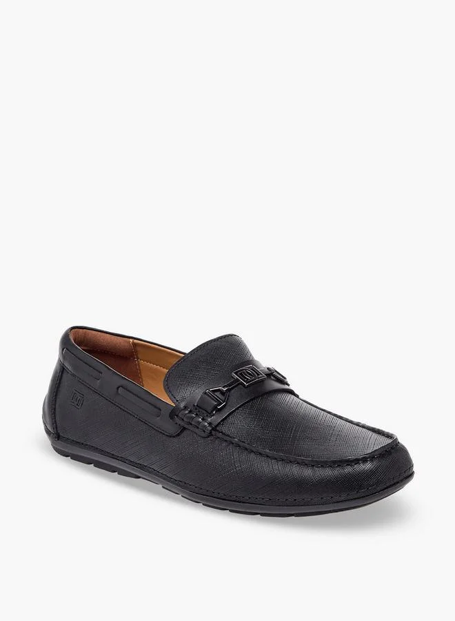 دوتشيني Men Textured Leather Slip-On Loafers