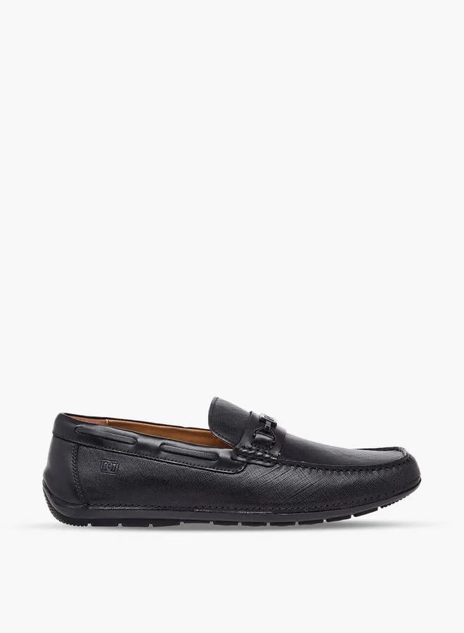 دوتشيني Men Textured Leather Slip-On Loafers