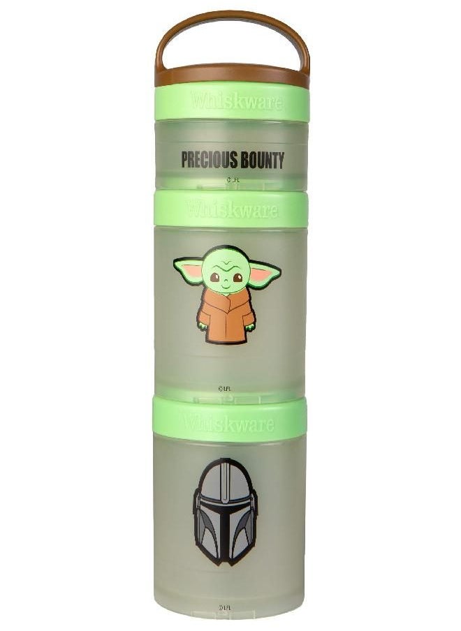 Whiskware Whiskware Star Wars Stackable Snack Containers for Kids and Toddlers, 3 Stackable Snack Cups for School and Travel, Baby Yoda Grogu and the Mandalorian Helmet  - Image 1