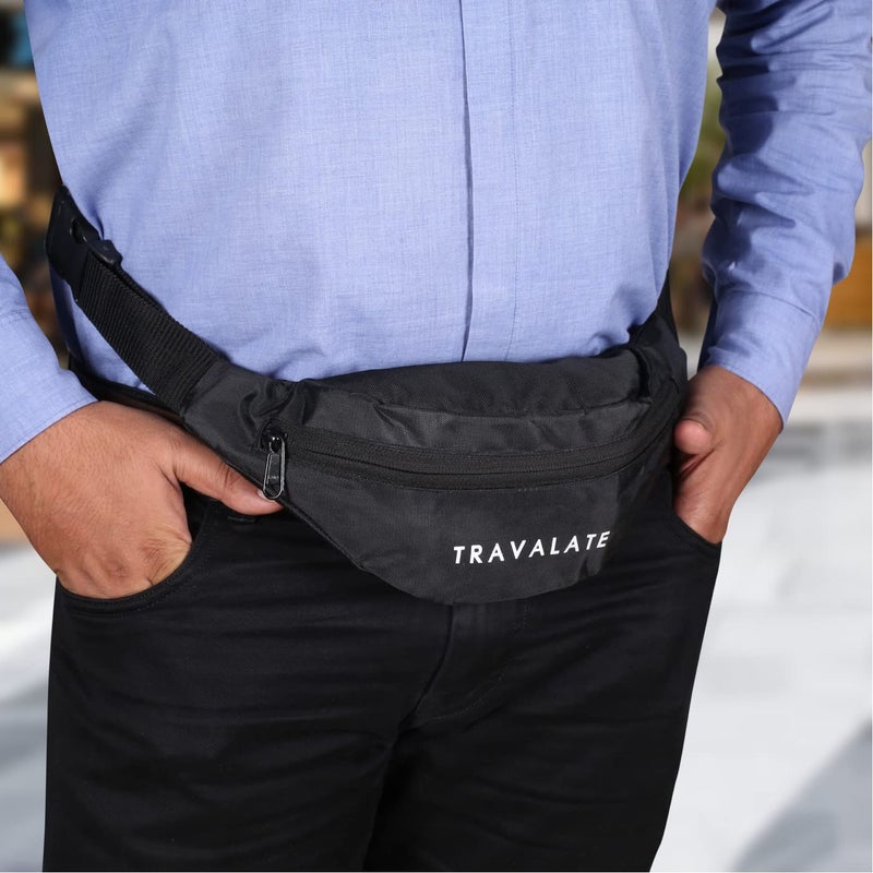 TRAVALATE ® Waist Bag for Men Women with Adjustable Strap, Water Resistant (Black) - Image 5