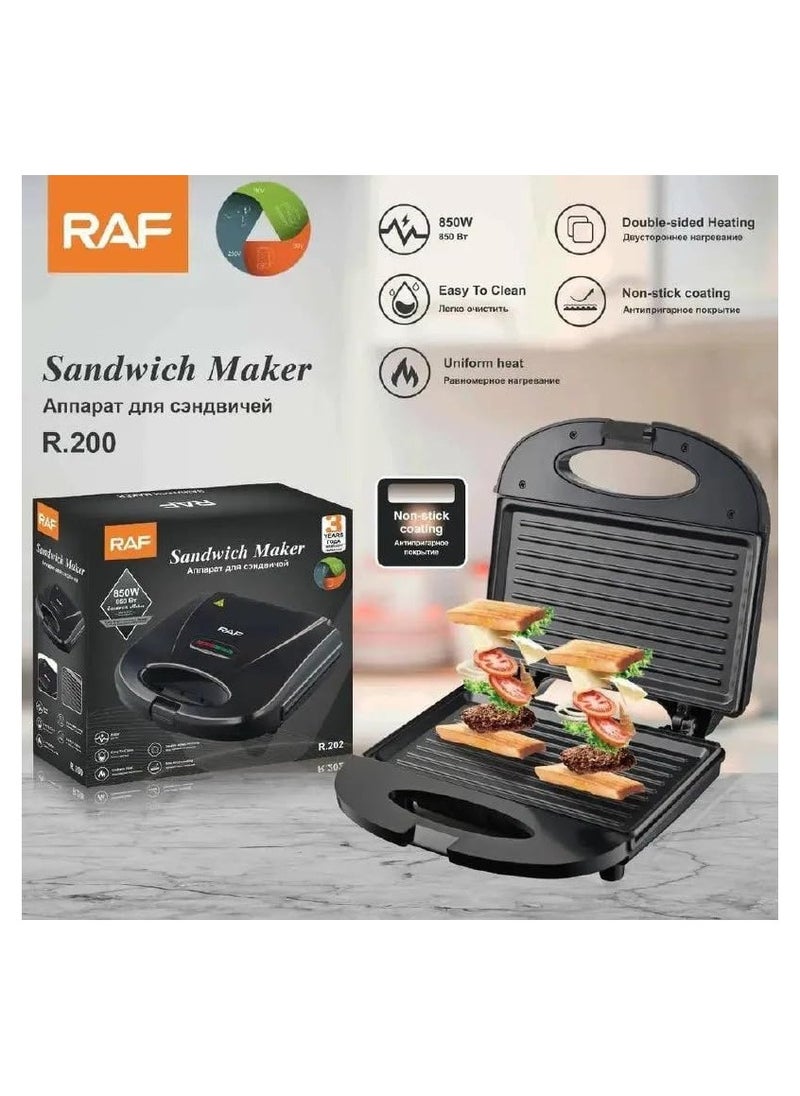 Raf – 750W Electric Sandwich Maker | Quick Heating & Easy to Clean | Perfect for Breakfast & Snacks