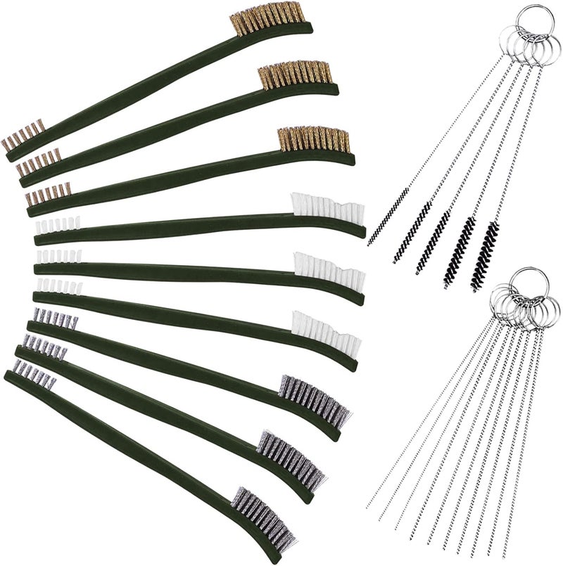 FineGood 9 PCS Wire Brush with Carb Cleaner Set, Wire Brush Set for Car Detailing Cleaning 3 Brass Brush 3 Steel Brush 3 Nylon Brush Tool Kits - Image 2