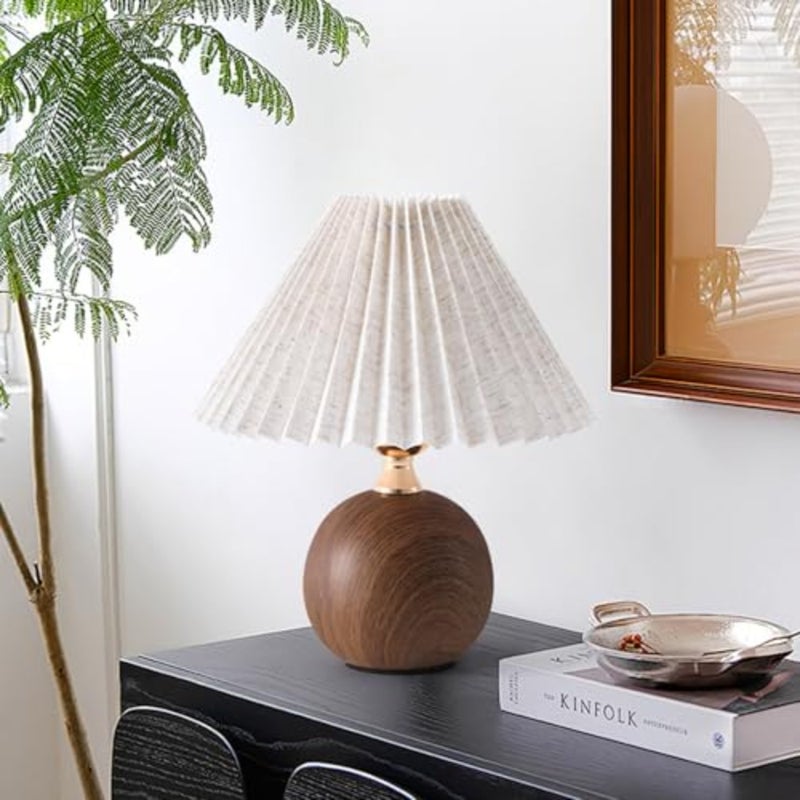 Bedside Table Lamp, USB Night Light with 3-Level Dimmable, Stylish Pleated Bedside Lamp with Durable Cover Cloth and Metal Base, Energy-Saving LED Lamp for Living Room - Image 5