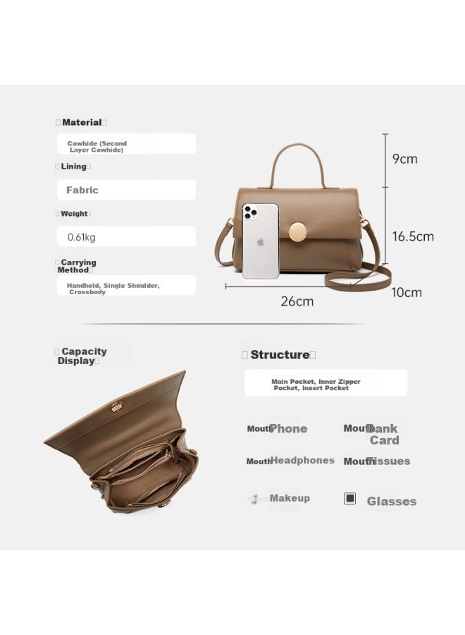 Zooler Women's Fashion Vintage Crossbody Bag Cowhide Ladies Handbag Tote Bag Women's Day Gift - Image 1