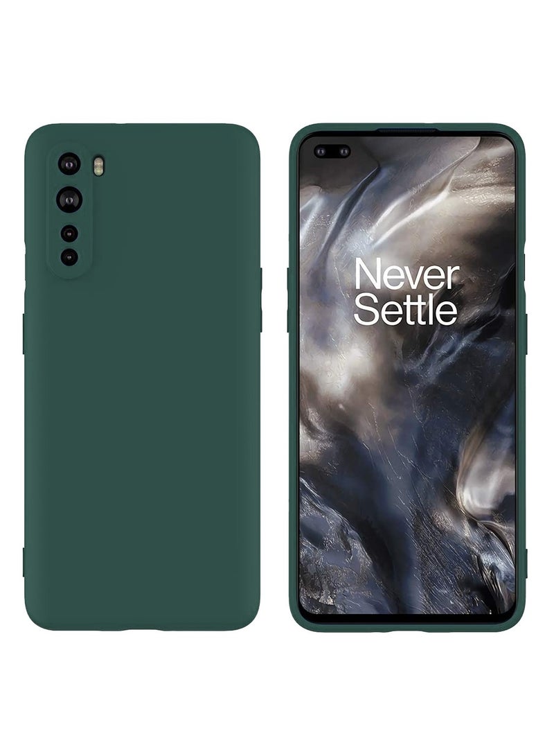 VITION For OnePlus Nord Solid Color Liquid Silicone Drop proof Full Coverage Protective Case(Dark Green) - Image 2
