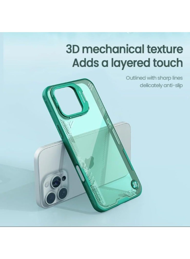 Nillkin Iceblade Prop Frame protective Case Rugged Shockproof With Hard Back Soft Border Pc And TPU Shock Absorb Camera Cover Fits Apple iPhone 16 Pro Max - Green - Image 3
