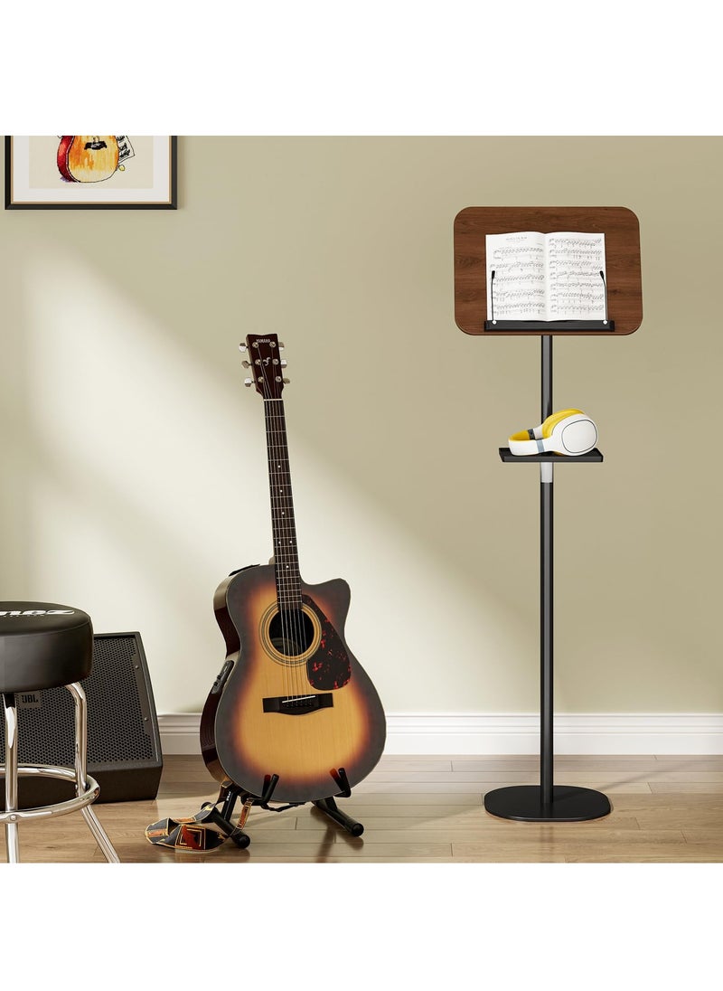 Floor Book Stand with Removable Tray, Wood Standing Book Stand for Reading, Height Adjustment 21-51 inch, Music Stand Cookbook Stand Textbook Stand Laptop Stand Book Holder for Display