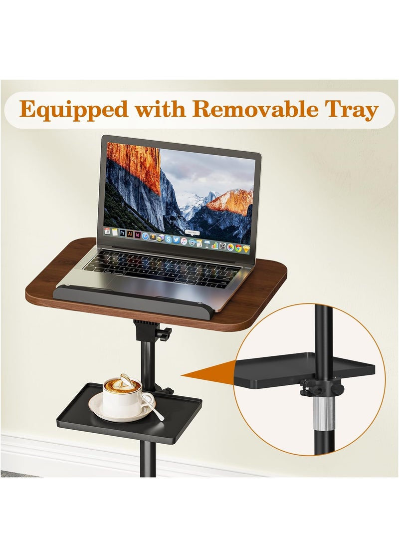 Floor Book Stand with Removable Tray, Wood Standing Book Stand for Reading, Height Adjustment 21-51 inch, Music Stand Cookbook Stand Textbook Stand Laptop Stand Book Holder for Display
