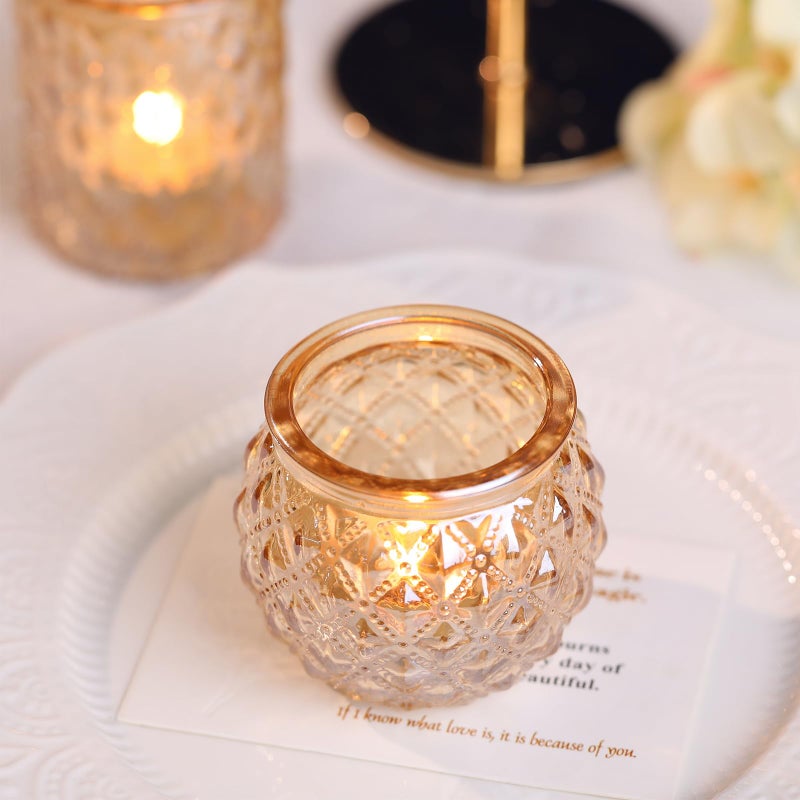 DARJEN Gold Votive Candle Holders Set of 24- Gold Candle Holders Bulk for Table Centerpiece, Tea Lights Candle Holder Glass for Wedding Shower, Home & Party Decor - Image 3