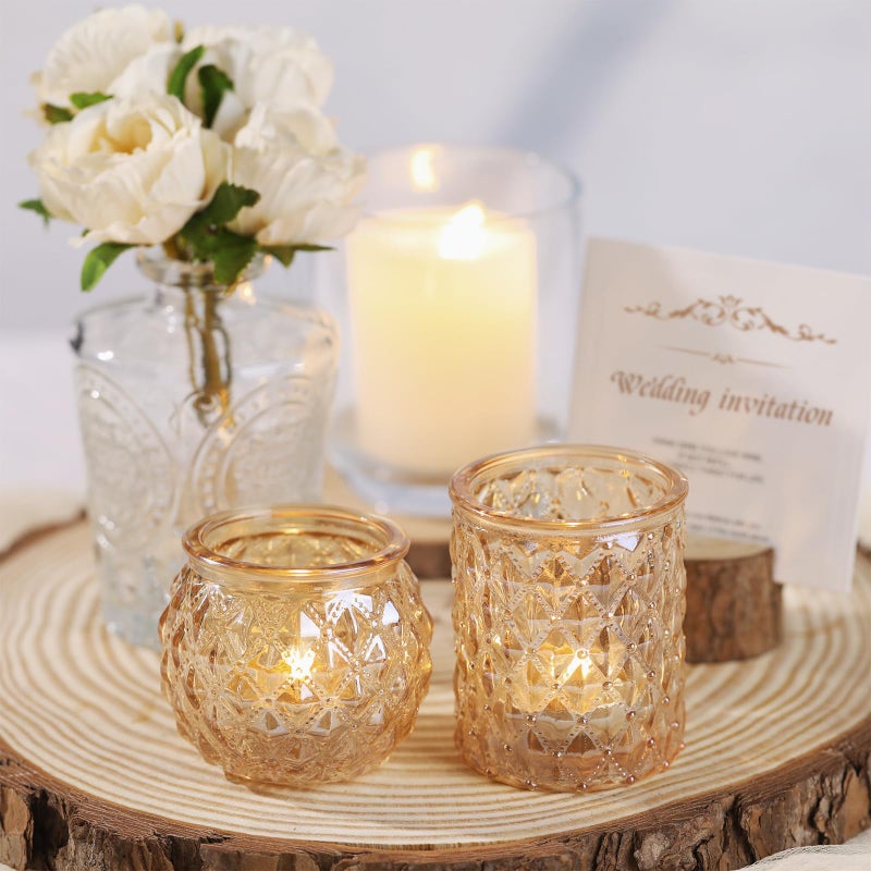 DARJEN Gold Votive Candle Holders Set of 24- Gold Candle Holders Bulk for Table Centerpiece, Tea Lights Candle Holder Glass for Wedding Shower, Home & Party Decor - Image 5