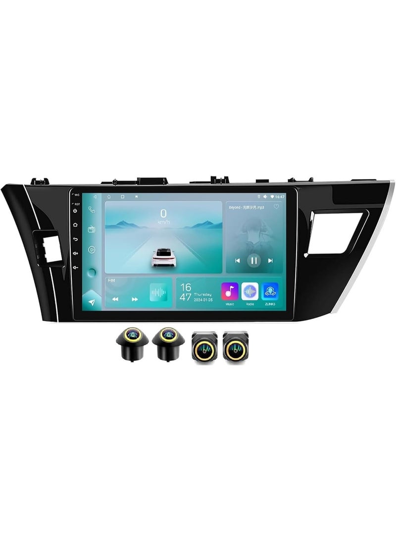 SHEZA STAR Android Car Stereo for Toyota Corolla 2014-2016 4GB RAM 64GB ROM Support Carplay, M-Link Wi-Fi BT, Radio GPS, 10 Inch IPS.QLED, Screen with 360D Camera Included - Image 1