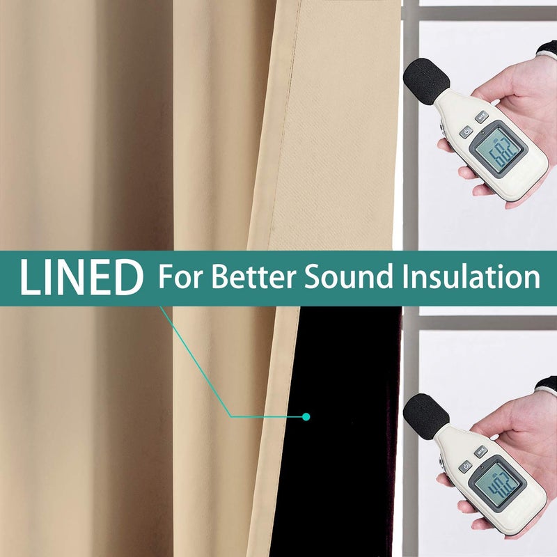 Yakamok Beige 100% Blackout Curtains  Thermal Insulated Total Blackout Drapes For Bedroom  Heat Blocking Window Curtains For Living Room(52Wx84L  2 Panels) - Image 4