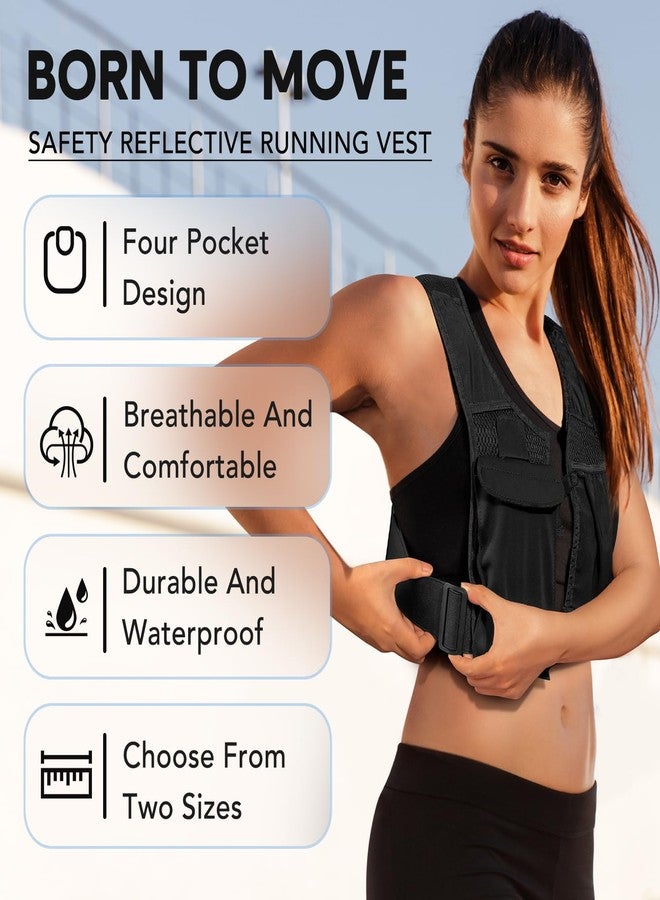 OMKHE Running Vest, Adjustable Running Phone Holder, Reflective Running Vest with Waterproof Phone Pouch and 500ml Soft Flask Pocket, Hydration Vest for Running, Hiking, Fitness, and Climbing(Large) - Image 2